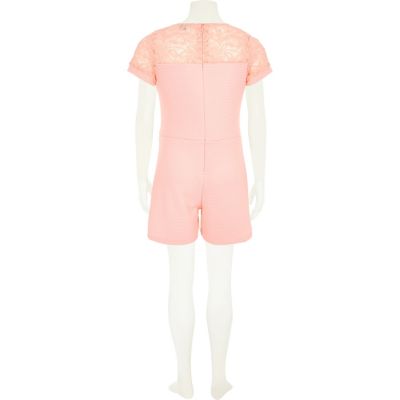 Girls pink lace playsuit